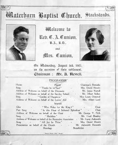 Announcement of my father and his first wife appearing at Waterbarn Baptist Church, 1927